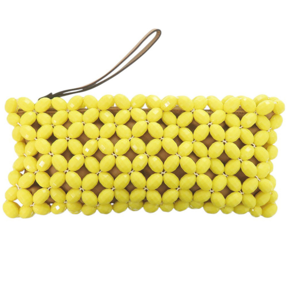 Marni Beaded Leather Plastic Yellow Clutch Bag 1674MARNI